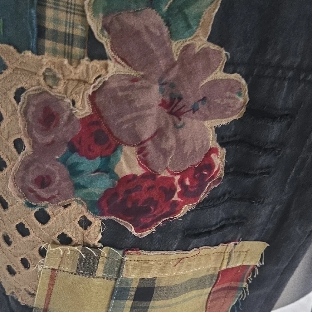 Boho Patchwork Black Women’s Jeans - Picture 3 of 4